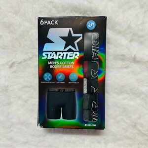 STARTER Black Men's Cotton Boxer Briefs 6-Pack